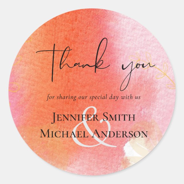 Adesivo Redondo FolhaG Orçamento Casamento Vermelho Laranja Folhas (Frente)