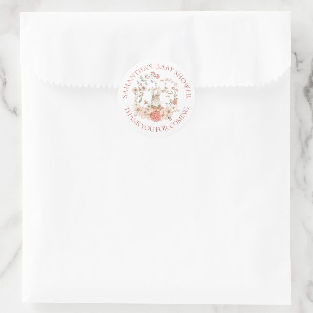 Adesivo Redondo Folhagem Bonita, Obrigado Chá de fraldas (Bolsa)