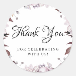 Adesivo Redondo Folhagem das Flores Roxas do outono - Obrigado