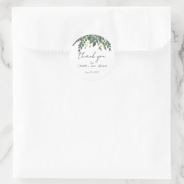 Adesivo Redondo Folhagem de Jardim Natureza Verdura Casamento Agra (Bolsa)