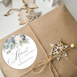Adesivo Redondo Folhagem de Natal Mais Merrista Verde Chic White