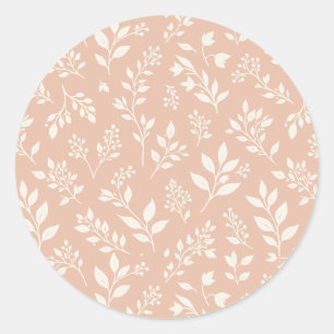 Adesivo Redondo Folhagem de Outono Neutra - Dourado Apricot