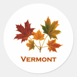 Adesivo Redondo Folhagem de Queda de Vermont - Folhas de Mapeament