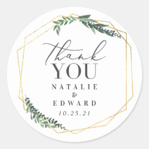 Adesivo Redondo folhagem dourada e geométrica