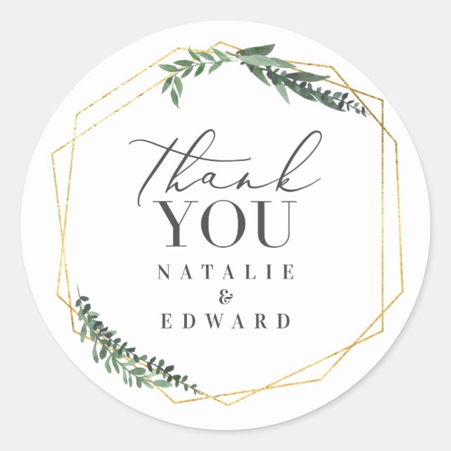 Adesivo Redondo folhagem dourada e geométrica (Frente)