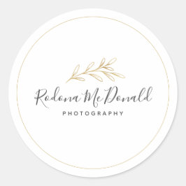 Adesivo Redondo Folhagem Dourada moderna - Verde Profissional