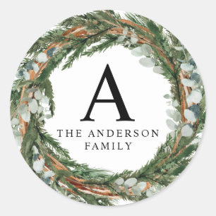 Adesivo Redondo Folhagem mínima moderna folhagem azul-de-inverno