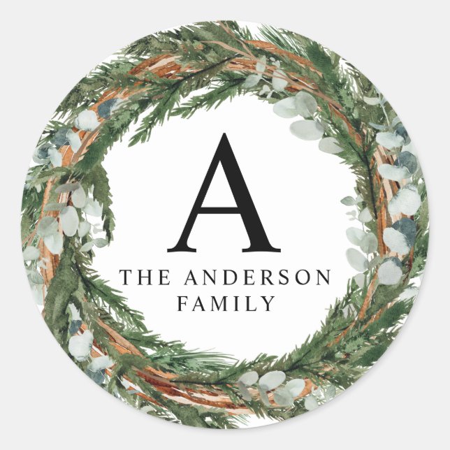 Adesivo Redondo Folhagem mínima moderna folhagem azul-de-inverno (Frente)