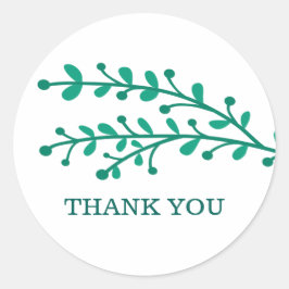 Adesivo Redondo Folhagem Simples Verde Obrigado