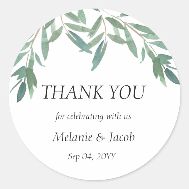 Adesivo Redondo Folhagem Verde Elegante (Frente)