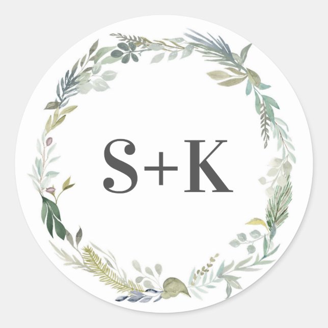 Adesivo Redondo Folhagem Verde Folhagem inicial (Frente)