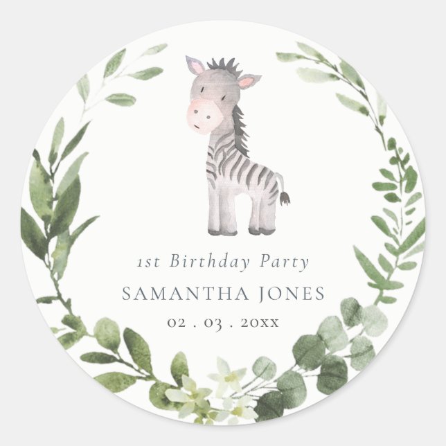 Adesivo Redondo Folhagem Verde-Zebra-Cuta Frota A Qualquer Ano Ani (Frente)