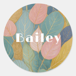 Adesivo Redondo Folhagem Whimsical: Pastel Deixa O Classic Round S