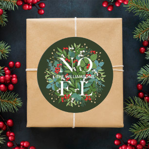 Adesivo Redondo Folhagens e Bagas de NOEL