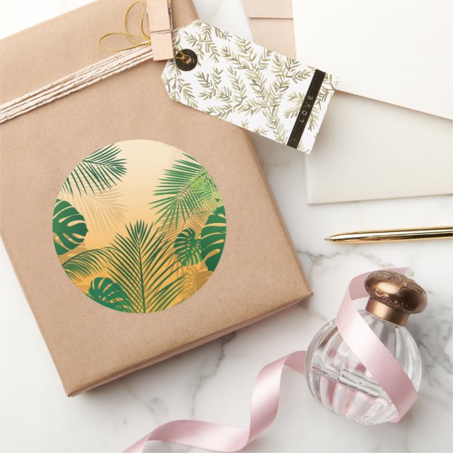 Adesivo Redondo Folhas 4 (Presentear)