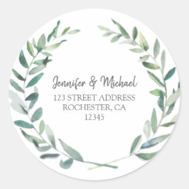 Adesivo Redondo Folhas botânicas de aquarela