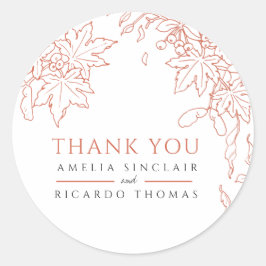 Adesivo Redondo Folhas caídas desenho do favor de casamento laranj