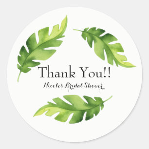 Adesivo Redondo Folhas da Selva Tropical Luau Favor de Festa de Ve