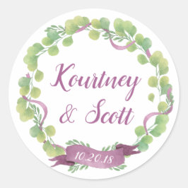 Adesivo Redondo Folhas de Água Puro e Verde - Vinheta