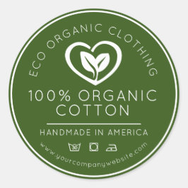 Adesivo Redondo Folhas de algodão orgânico em um negócio cardíaco 
