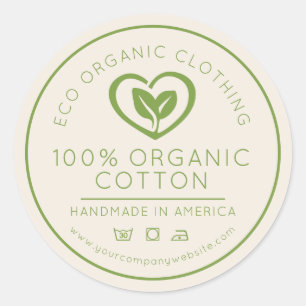 Adesivo Redondo Folhas de algodão orgânico num negócio de cor v