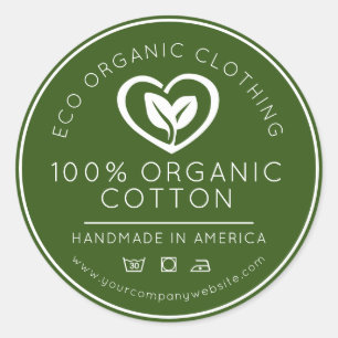 Adesivo Redondo Folhas de algodão orgânico num negócio de cor v