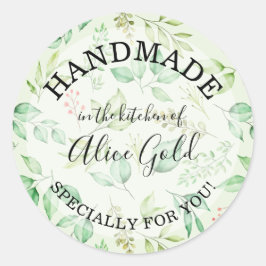 Adesivo Redondo Folhas de Aquarela FEITAS À MÃO para Você | Rótulo