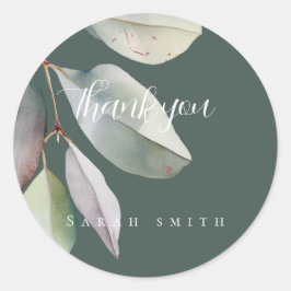 Adesivo Redondo  Folhas de eucalipto elegantes 