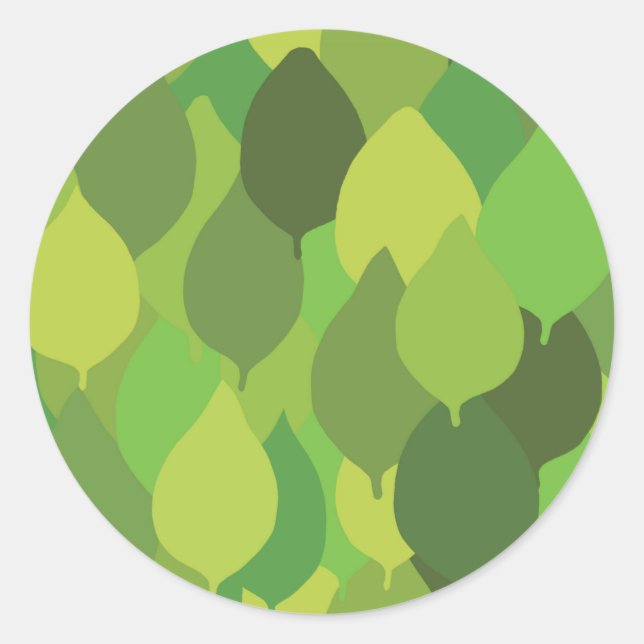 Adesivo Redondo Folhas de Lush alegres - padrão de superfície unif (Frente)