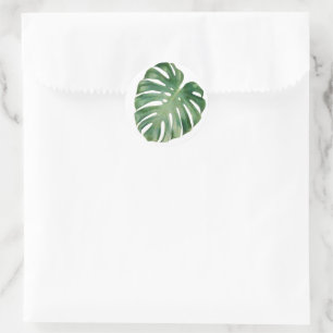 Adesivo Redondo Folhas de Monstera