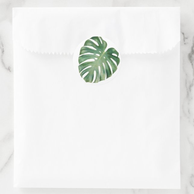 Adesivo Redondo Folhas de Monstera (Bolsa)