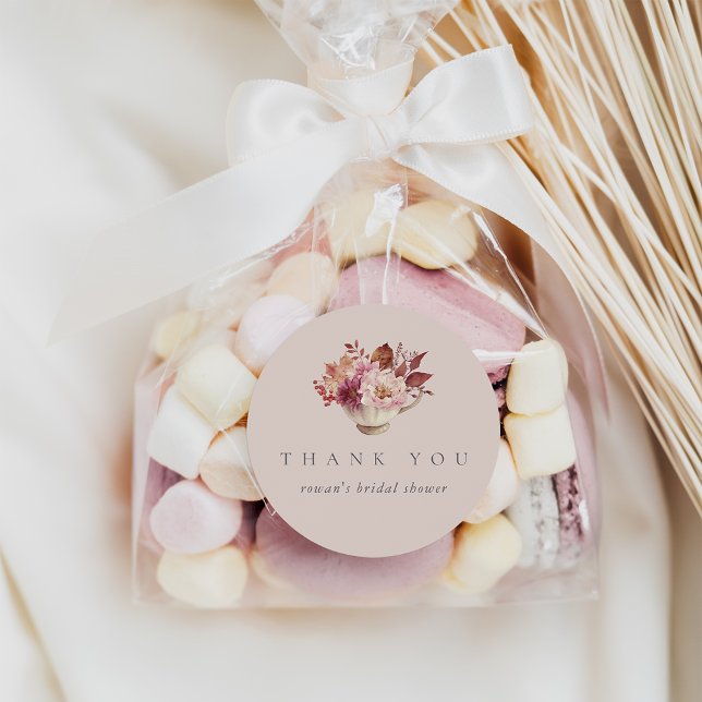 Adesivo Redondo Folhas de Outono Bridal Shower Favor de Chá (Criador carregado)