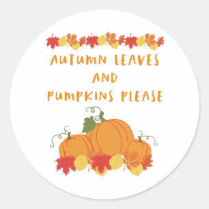 Adesivo Redondo Folhas de outono e Pumpkins por favor