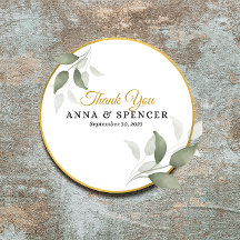 Folhas Elegantes e Círculo Dourado Obrigado Casame