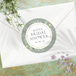 Adesivo Redondo Folhas Macias de Primavera Chá de Noiva Prateado S