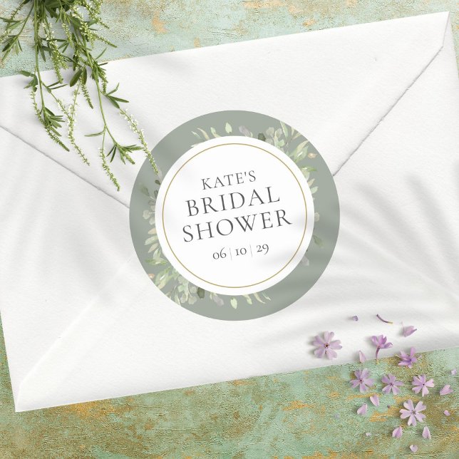 Adesivo Redondo Folhas Macias de Primavera Chá de Noiva Prateado S (Criador carregado)