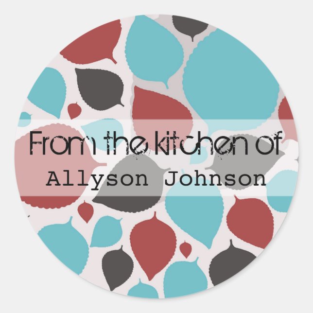 Adesivo Redondo Folhas Modernas Da Cozinha Dos Pinheiros (Frente)