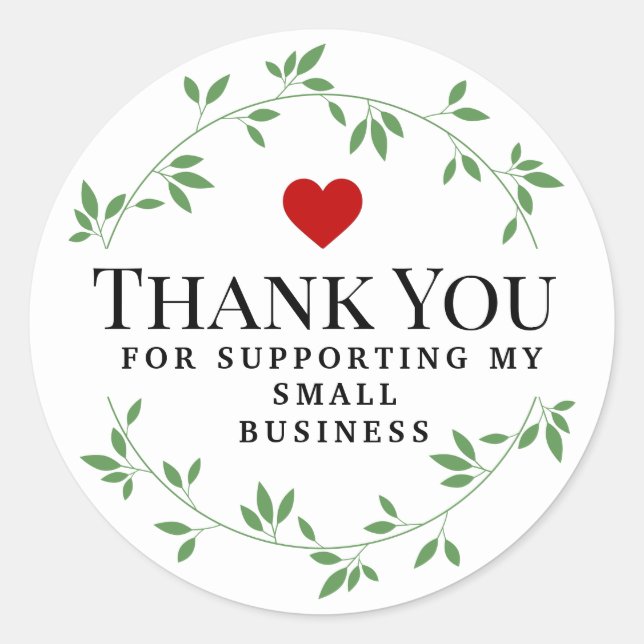 Adesivo Redondo Folhas redondas verdes | OBRIGADO (Frente)