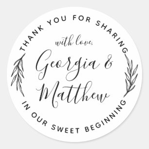 Adesivo Redondo Folhas Simples Nomes De Roteiros De Casamento Obri