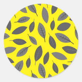 Adesivo Redondo Folhas Sobre Amarelo