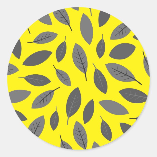 Adesivo Redondo Folhas Sobre Amarelo (Frente)