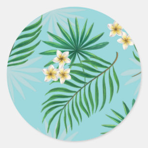 Adesivo Redondo Folhas tropicais e flores