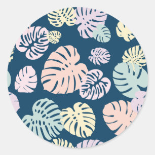 Adesivo Redondo Folhas Tropicais Multicoloridas 4