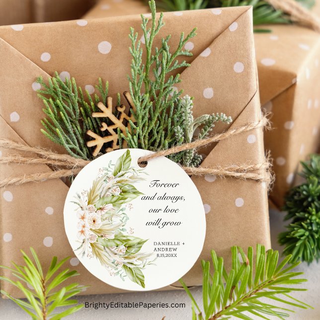 Adesivo Redondo Folhas Tropicais Verdejantes da Grama de Pampas  (Tropical Pampas Pop: Brighten Your Day with Our Greenery Sticker.)