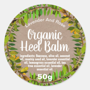 Adesivo Redondo Folhas Verdes Nos Rótulos De Balão De Calcanhar Cr