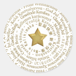 Adesivo Redondo Folheto de Línguas Diferentes do Feliz Natal