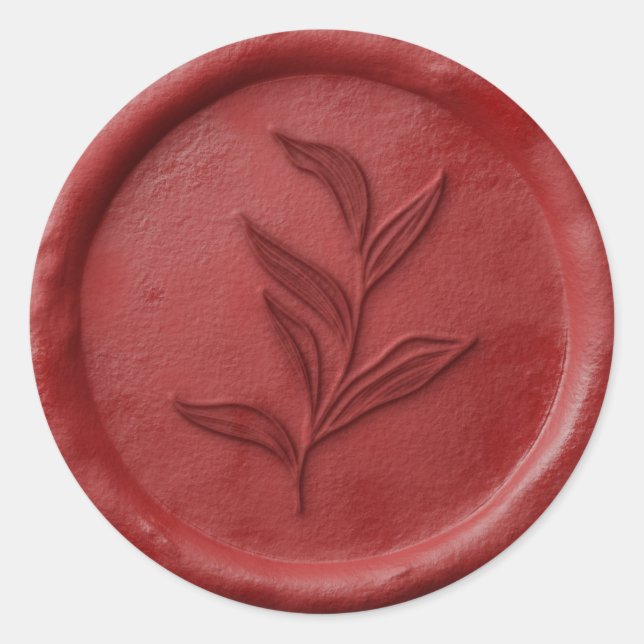 Adesivo Redondo Foliage Leaf Wax Seal Sticker (Frente)