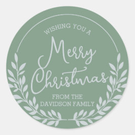 Adesivo Redondo Foliage Verde Wreath Feliz Natal