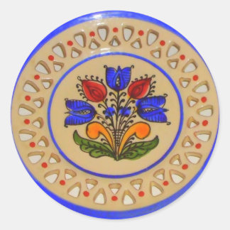 Adesivo Redondo Folk Art Flowers
