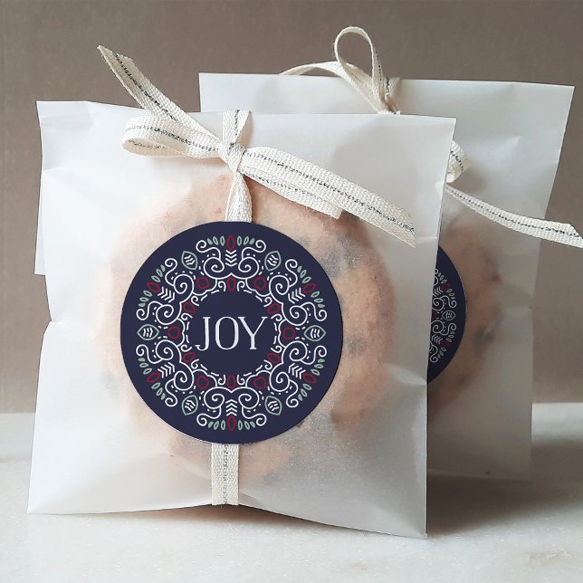 Adesivo Redondo Folk Art Joy Holiday (Criador carregado)